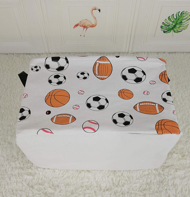KUNRO Rectang Basketball Football Storage Basket Gift Shelf Basket Storage Bin, Nursery Basket Organizer Box for With Handles for Room Deco (Balls) - Image 4